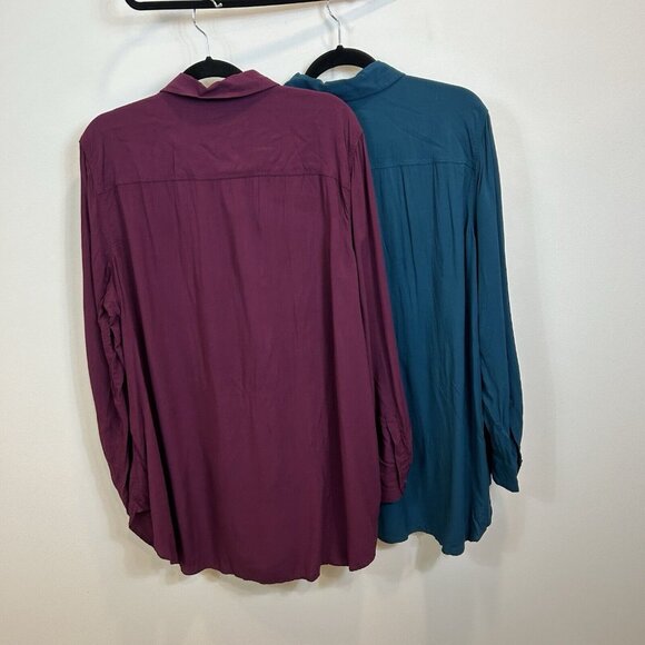 Lot Of 2 Talbots 2X Button Down Blouse Tops Rayon Chest Pockets Career - Picture 12 of 12